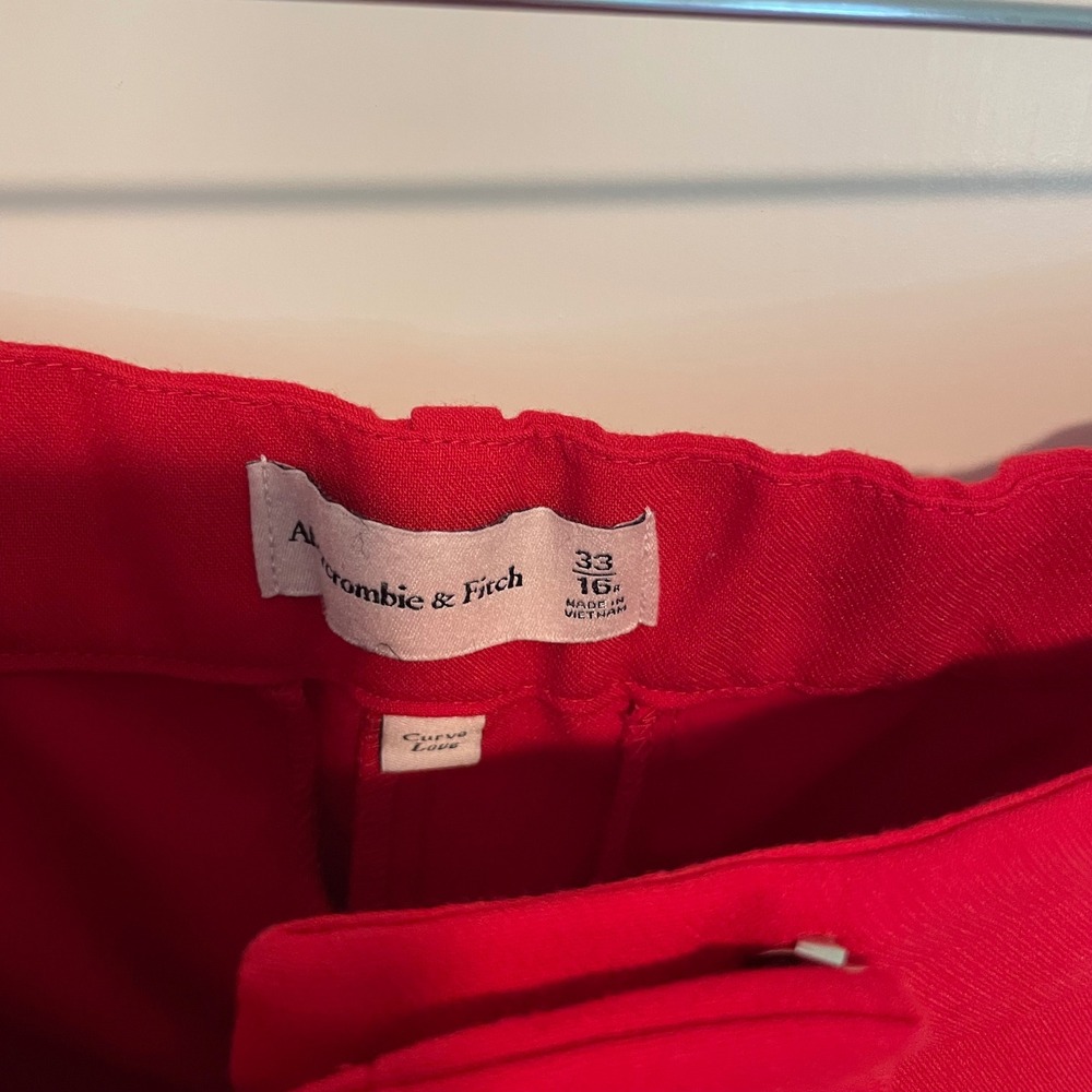 Abercrombie Sloane Tailored Wide Leg Pant in Red Size 33 - Picture 9 of 10